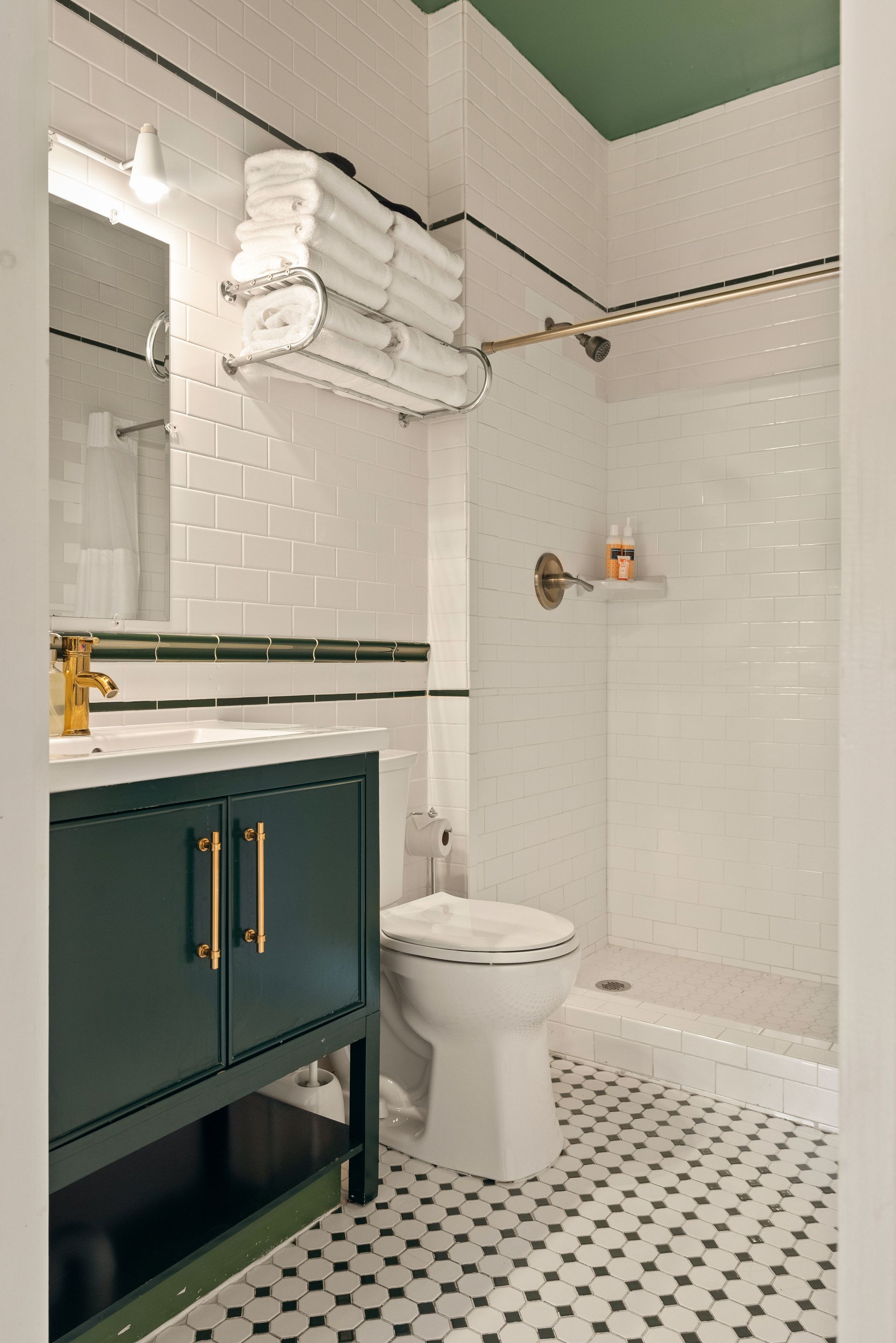 Cozy bathroom for Cabin 6 in Belleayre Lodge in Pine Hill, NY. 