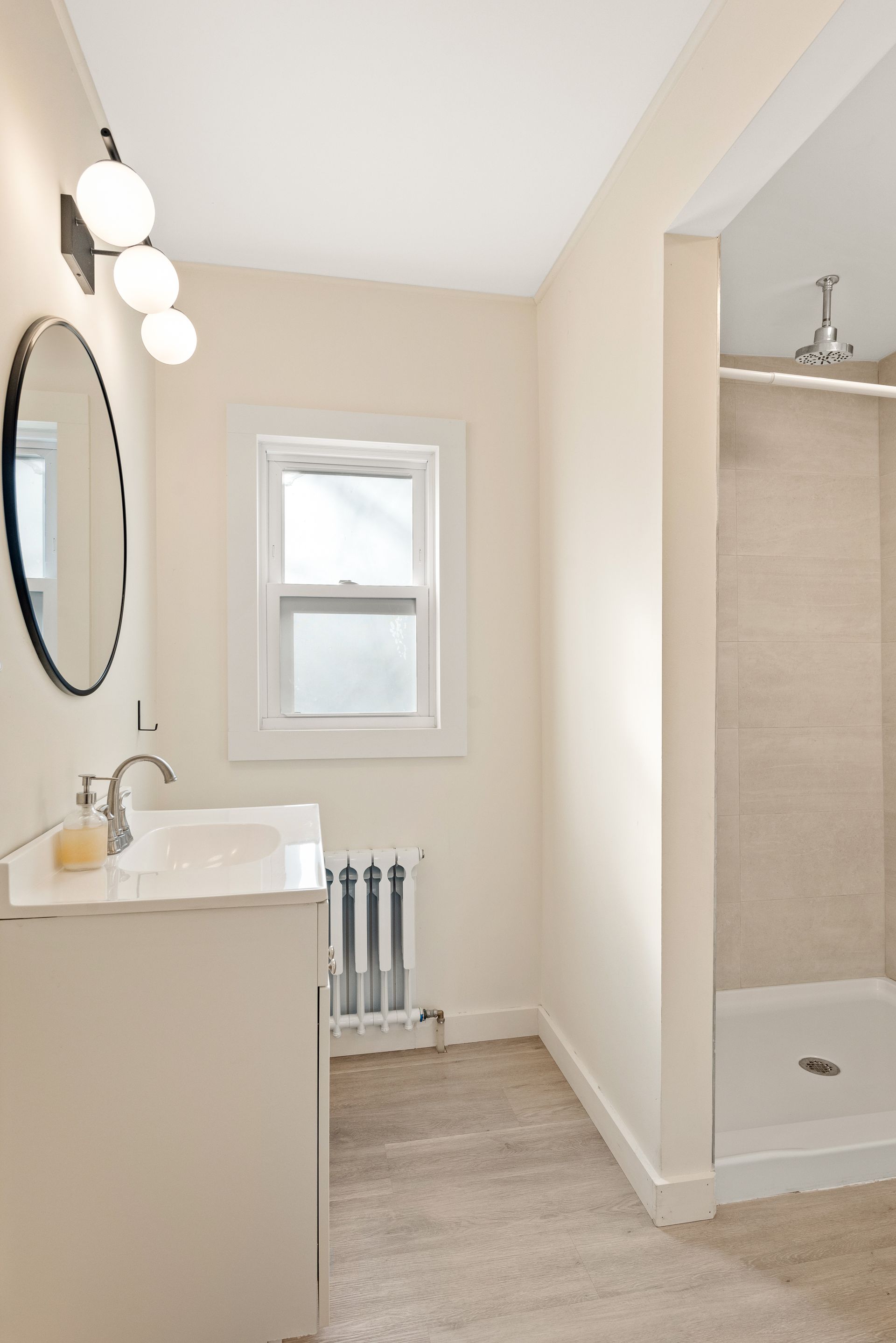 Cozy bathroom for Cabin 9 in Belleayre Lodge in Pine Hill, NY.