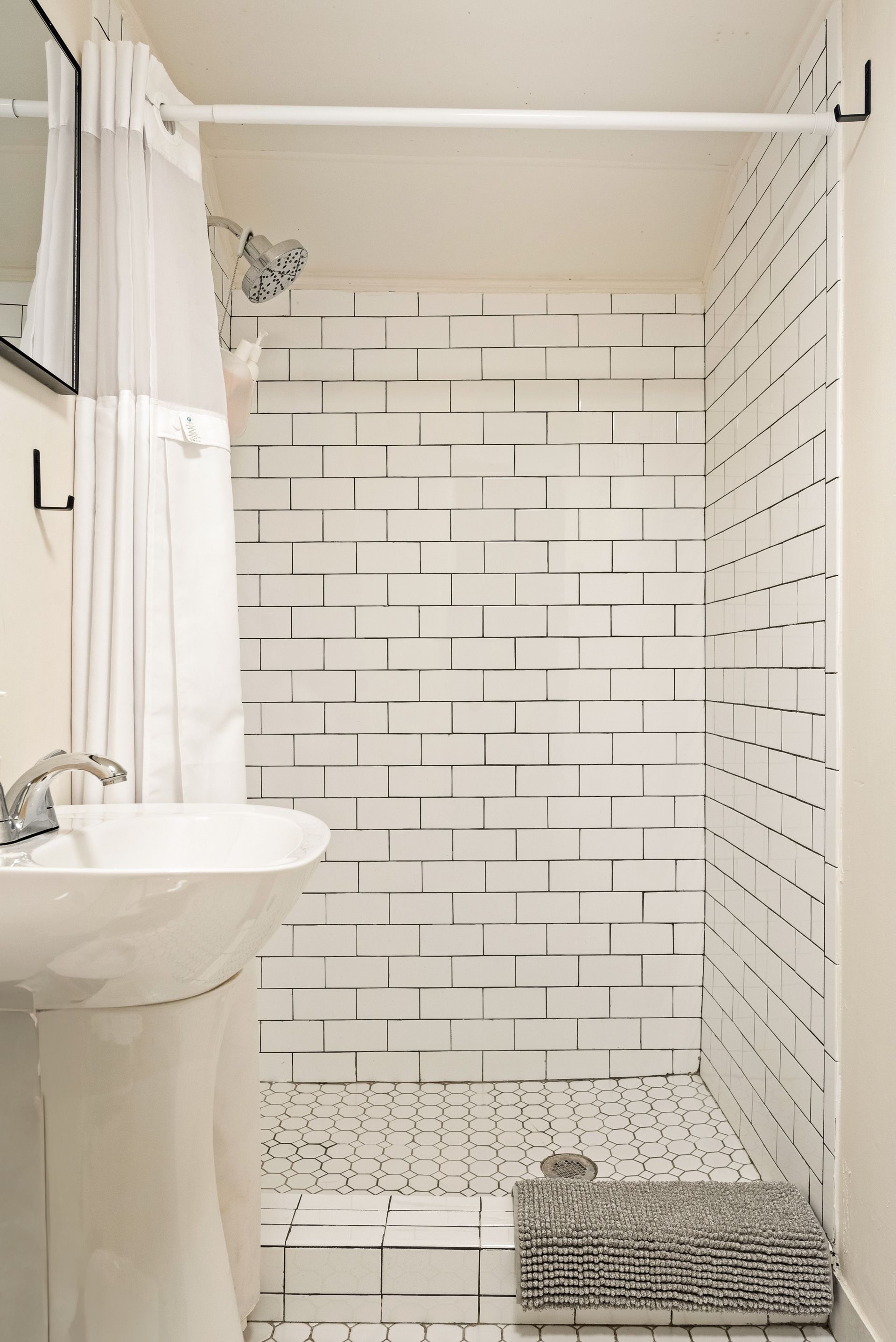 Cozy bathroom for Cabin 9 in Belleayre Lodge in Pine Hill, NY.