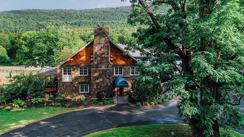 Beautiful Catskills views seen from Belleayre Lodge in Pine Hill, New York