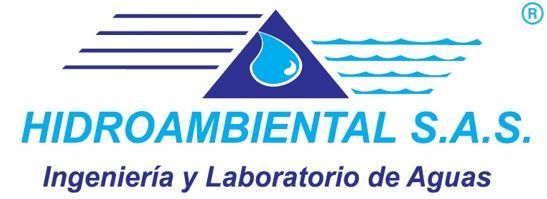 Logotipo de Hidroambiental S.A.S. con una gota de agua azul y olas, texto “Ingeniería y Laboratorio de Aguas”