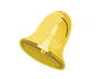 A cartoon drawing of a gold bell on a white background