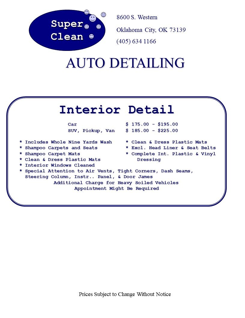 Auto Detailing Oklahoma City, OK Super Clean Full Service Car Wash