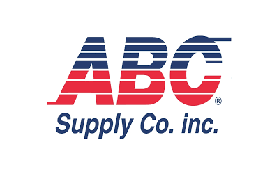 ABC Supply Co. Inc. logo in blue and red with stylized lettering