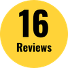 Yellow circle with black text reading “16 Reviews”