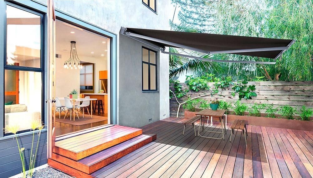 Folding Arm Awning Over Table — Blinds in Bogangar, NSW
