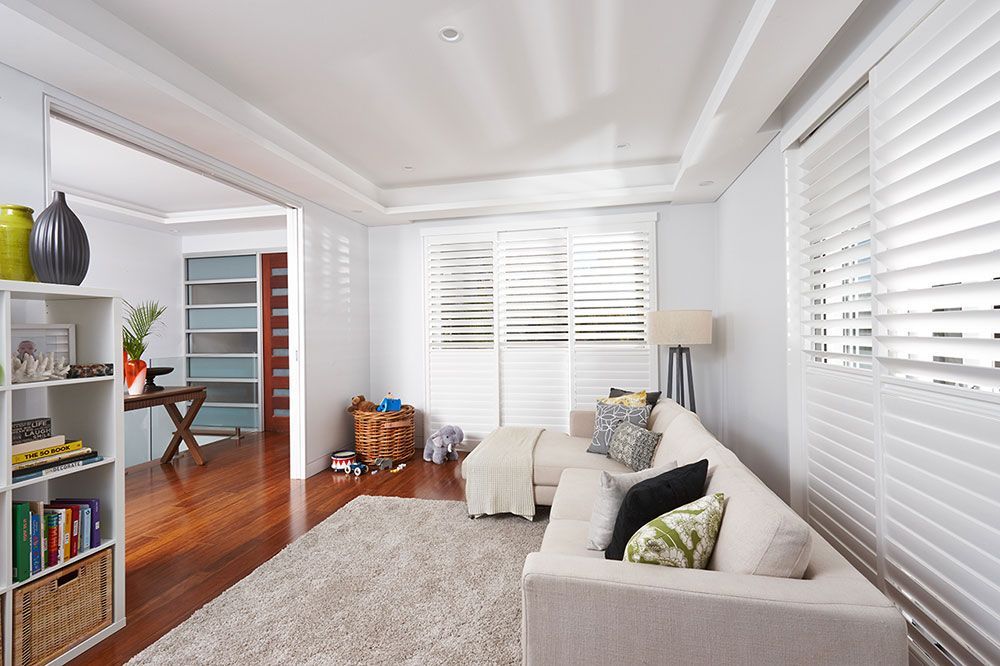 Poly Satin Shutters Enhance Rumpus Room — Blinds in Bogangar, NSW