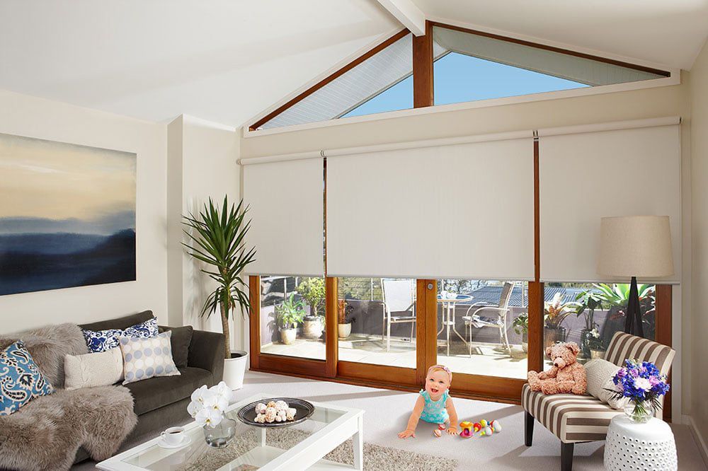 Sliding Door with Roller Blind — Blinds in Bogangar, NSW