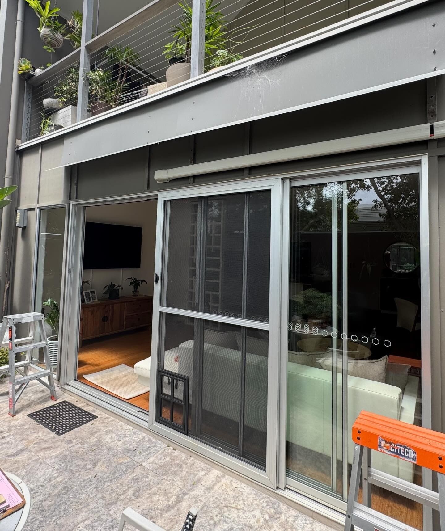 Sliding Glass Door with Black Security Screens