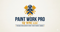 Logo for Paint Work Pro of WNC LLC with crossed paint brushes, a mountain icon, and paint splatter in navy and gold.