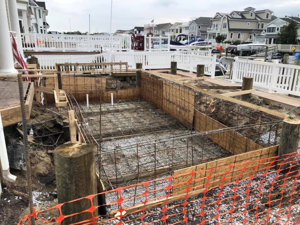 Pilings Under a Pool — Elmer, NJ — Del Val Pools & Spas