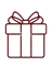 Un disegno a tratteggio di una scatola regalo con un fiocco.