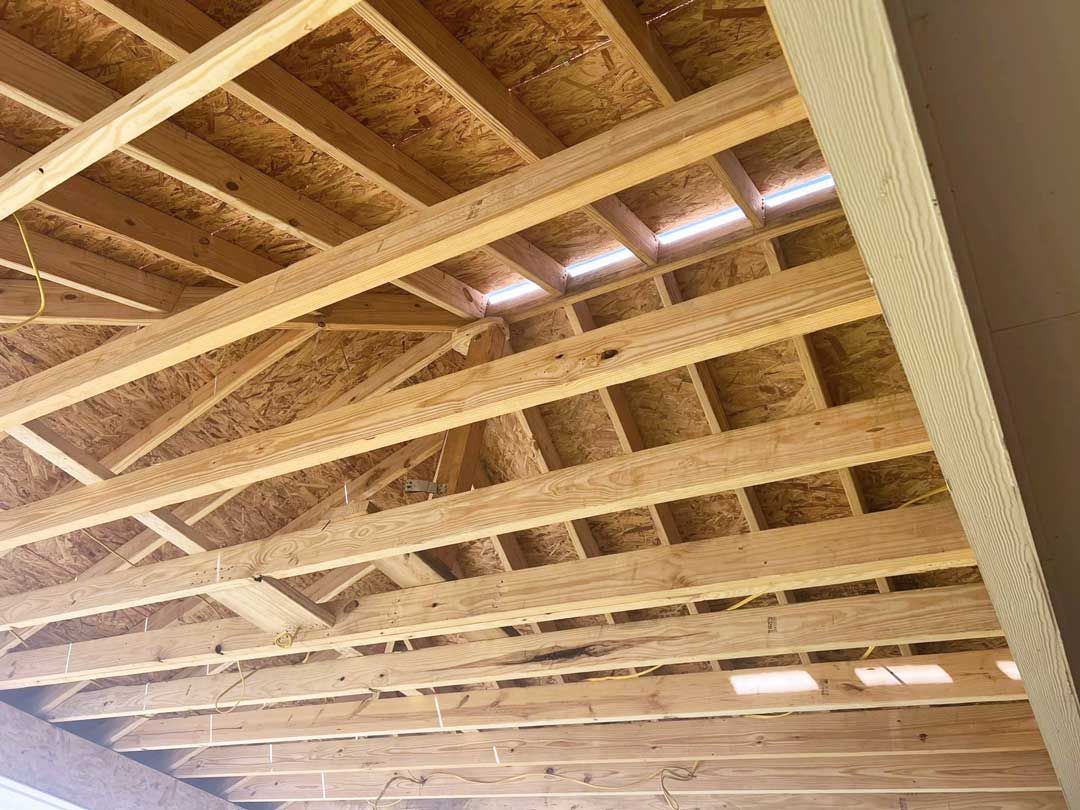 Wood-covered patio detail