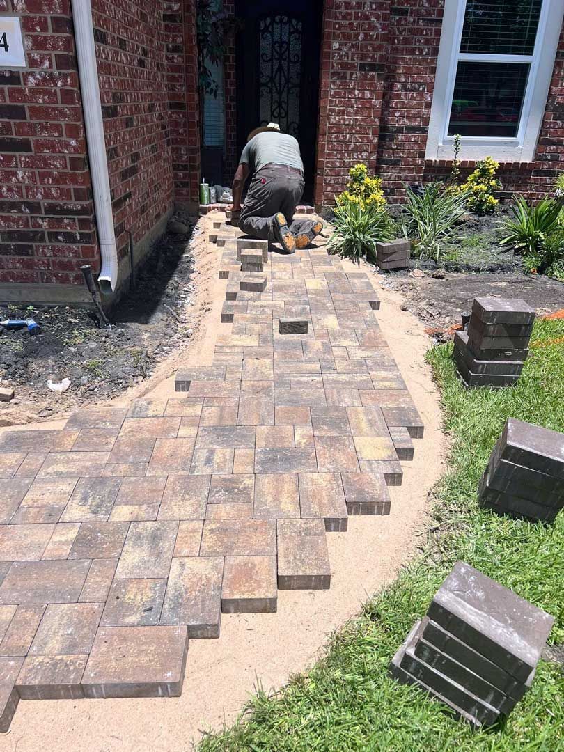 Square stones pathway construction