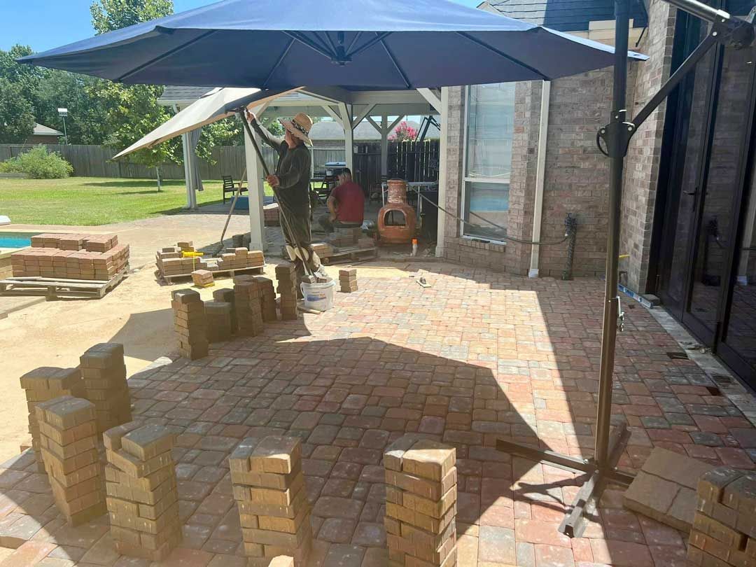 Backyard paver patio construction