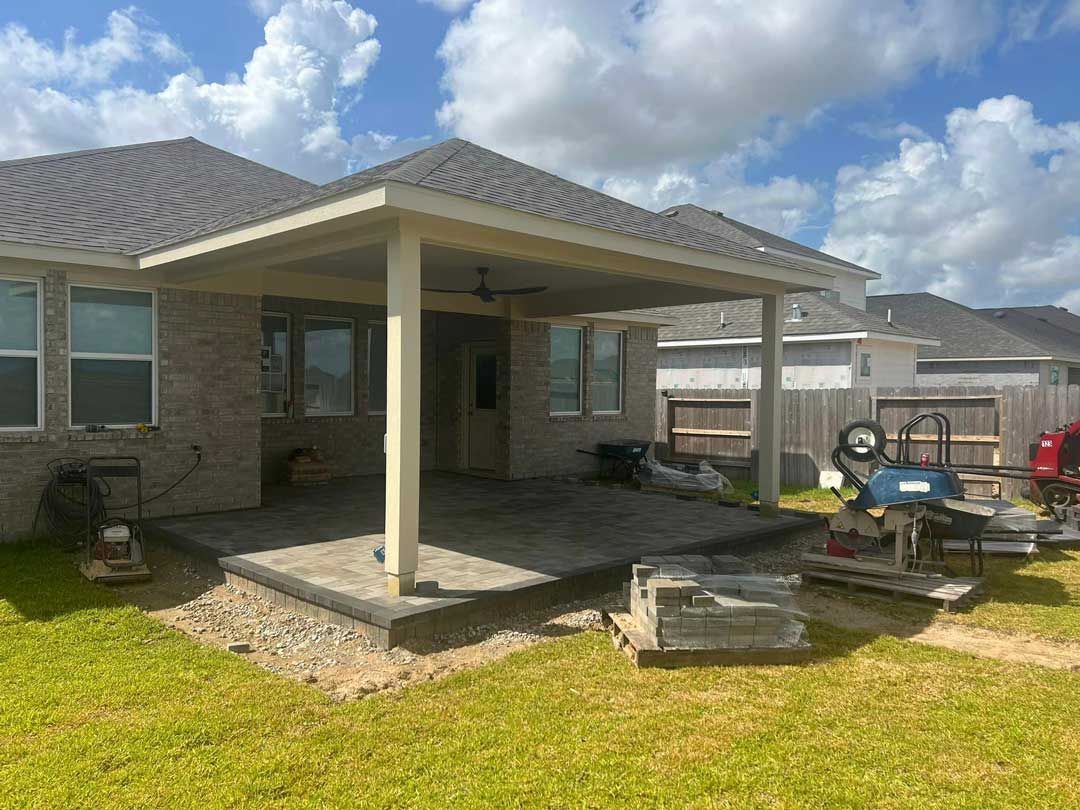 Paver construction under the covered patio
