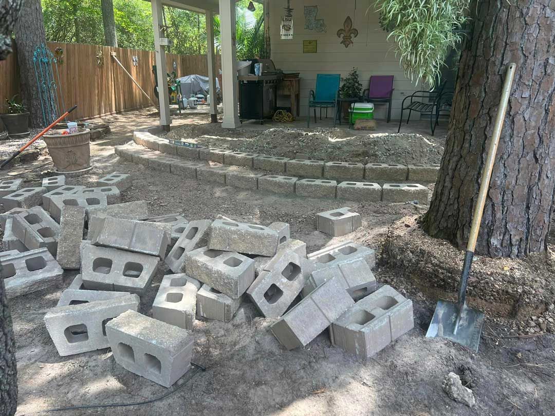 Site preparation and material for hardscape construction
