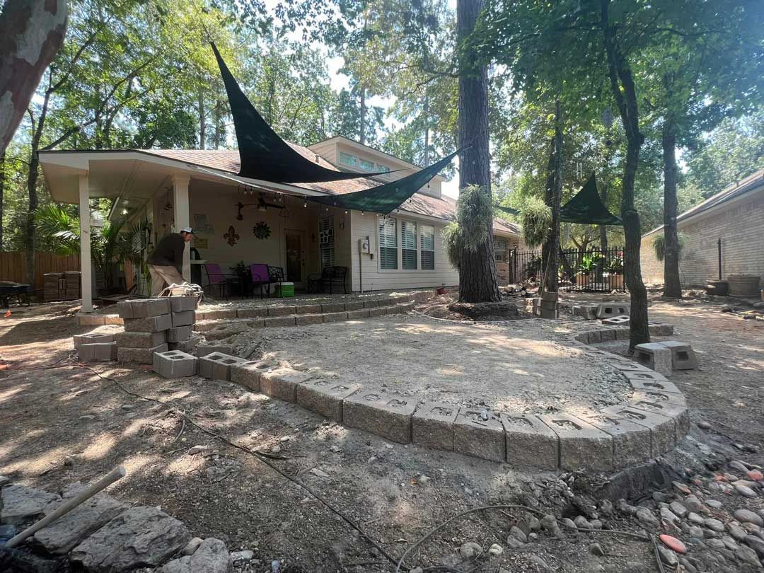 Hardscape construction in progress