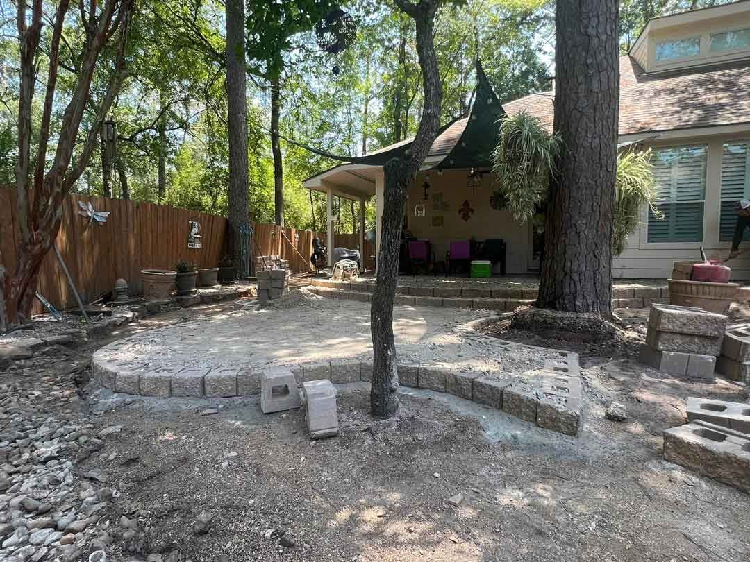 Hardscape construction in progress