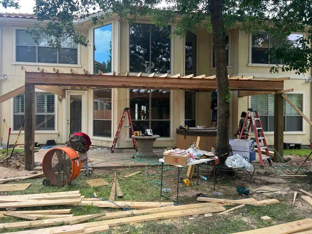 Wooden pergola construction