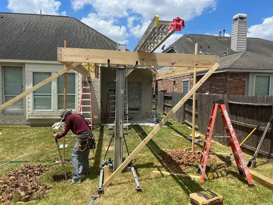 Began to build a wooden patio cover