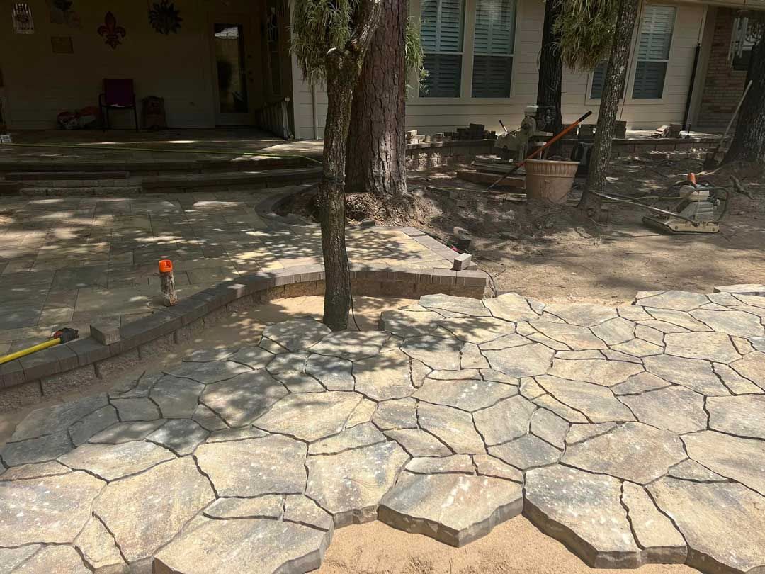 Building a flagstone patio process