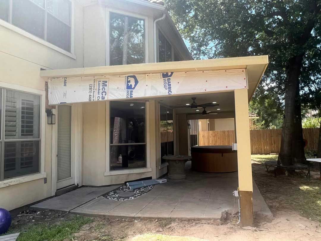 Building a wooden cover patio process
