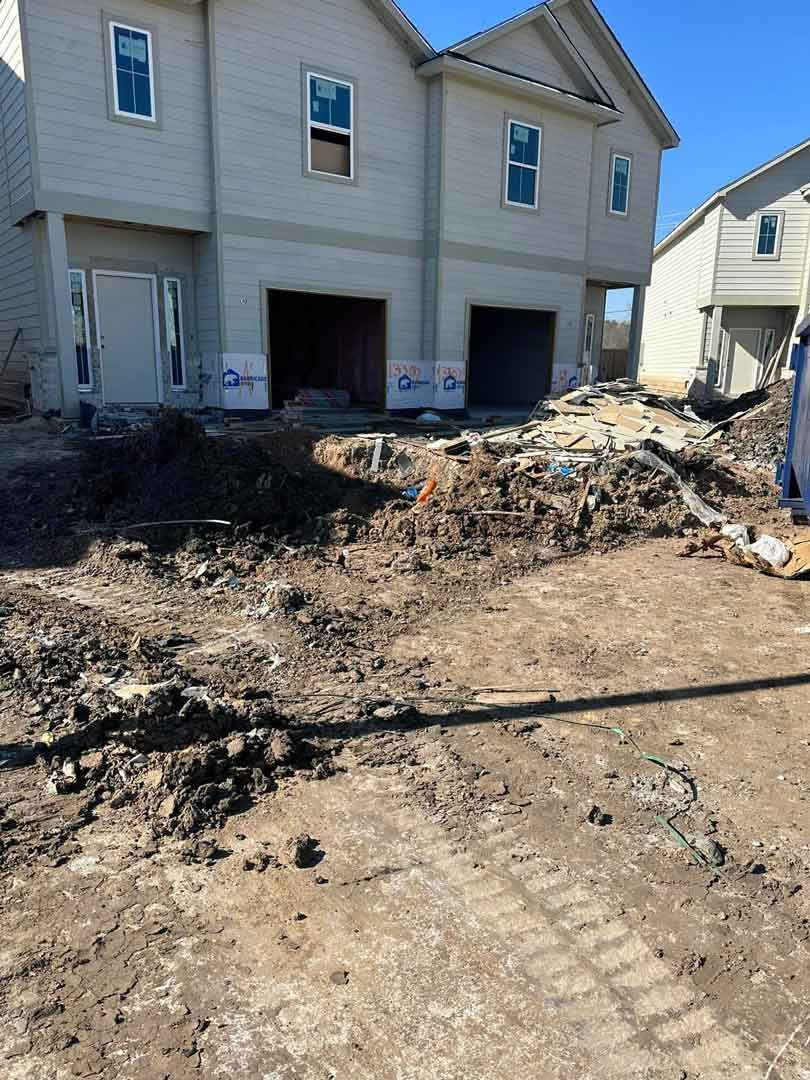 Site preparation on the front of a house