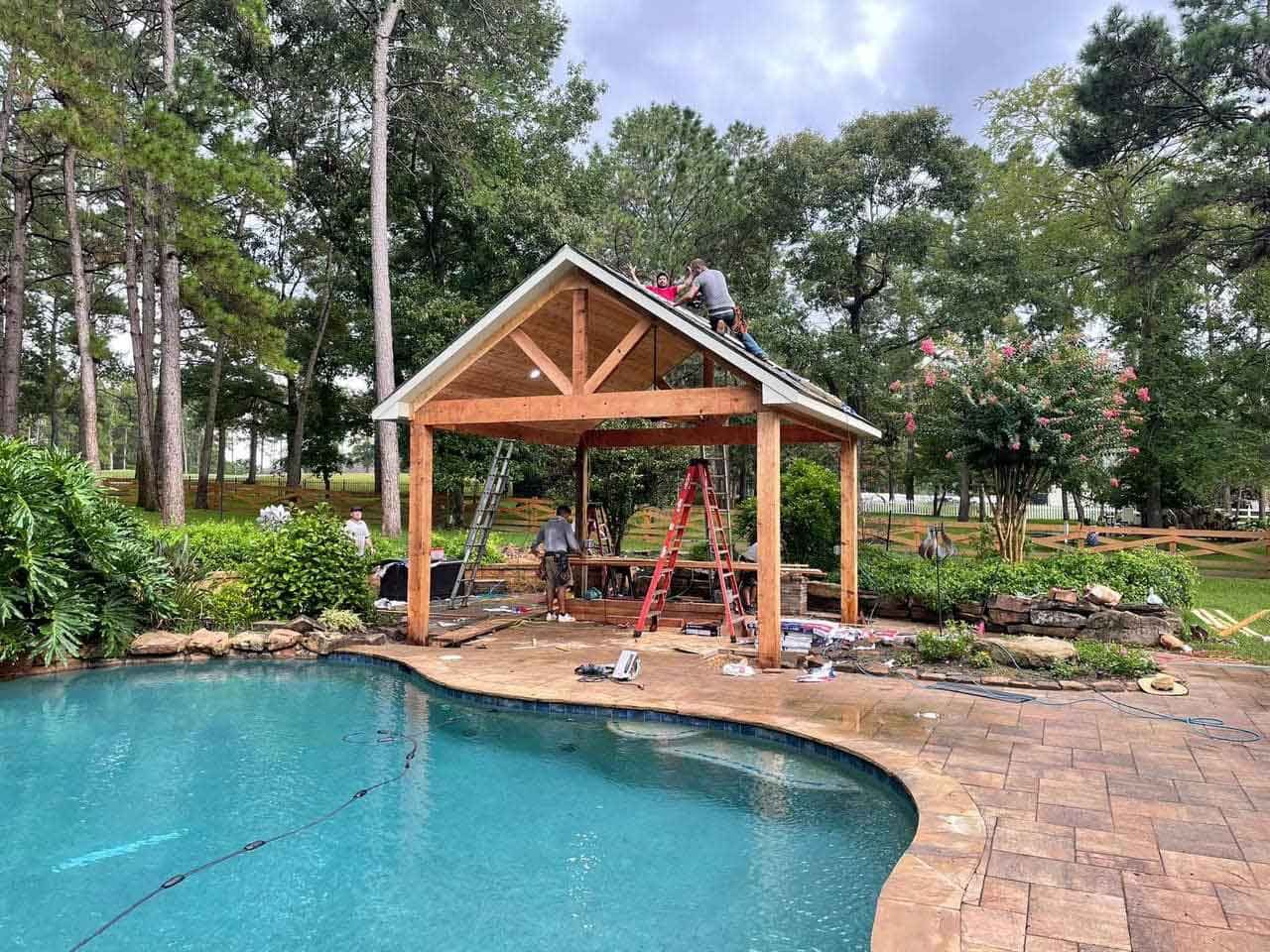 Pergola under construction