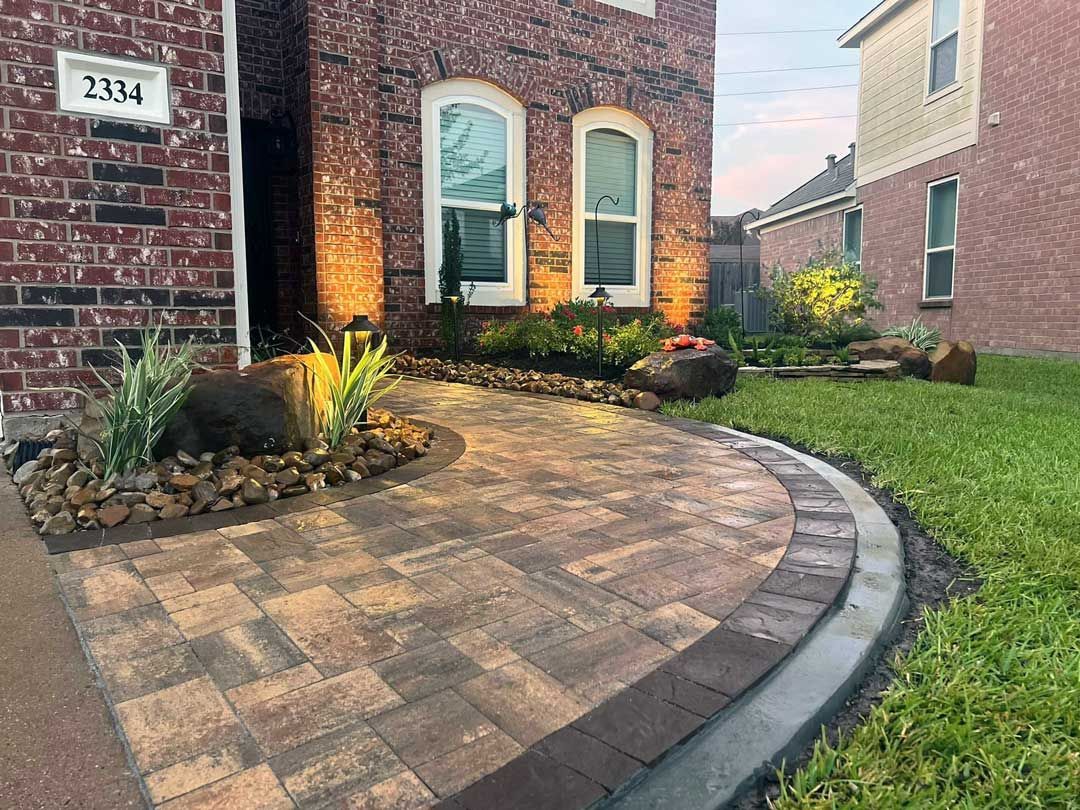 Pathway with landscaping bed
