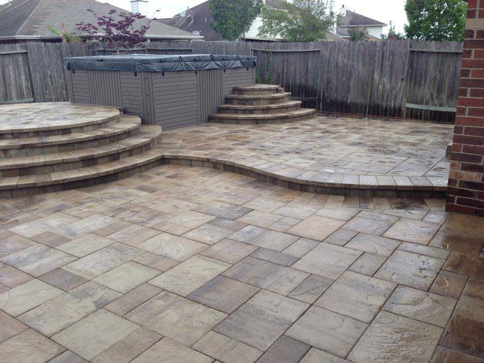 Limestone courtyard with two circular staircases
