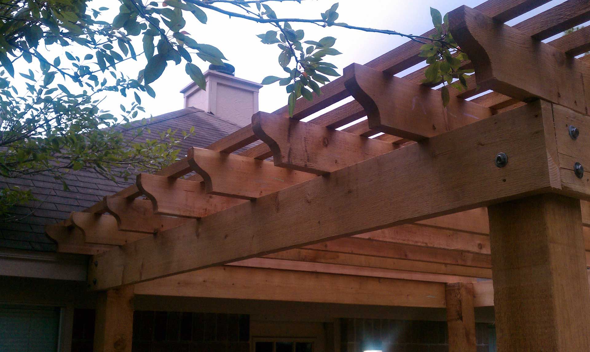 Attached cedar pergola detail