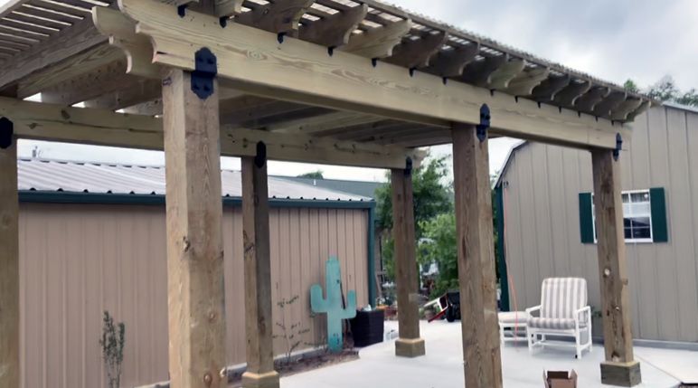 Large pergola attached patio cover