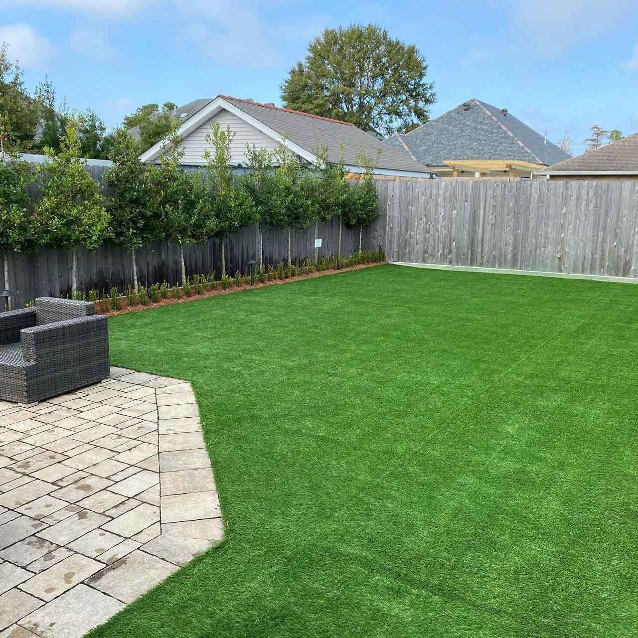 Artificial turf backyard