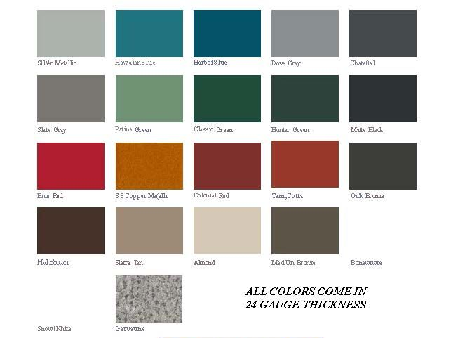 Color palette chart with labeled swatches in grays, blues, reds, and neutrals for a design guide