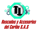 Logo de Roscados y Accesorios del Caribe S.A.S. con engranajes turquesa y letras negras sobre fondo blanco
