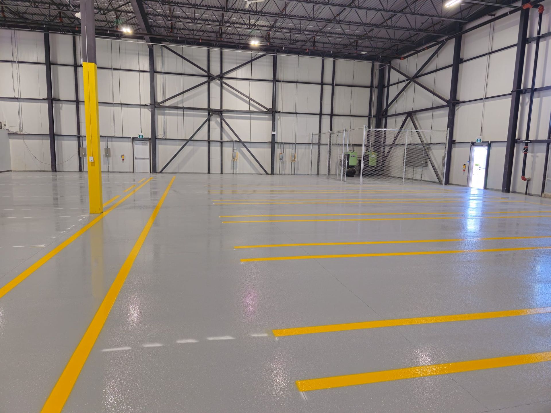 yellow lines in a warehouse