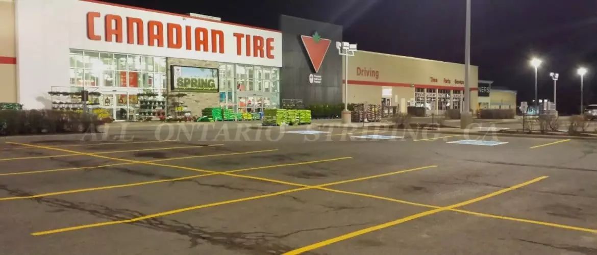 Canadian Tire parking lot is freshly painted