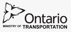 Logo of the Ontario Ministry of Transportation with a stylized flower symbol and the word