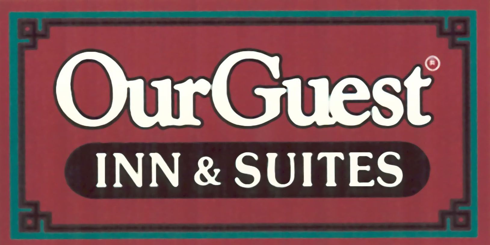 Our guest inn and suites logo on a red background
