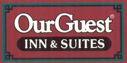 Our guest inn and suites logo on a red background