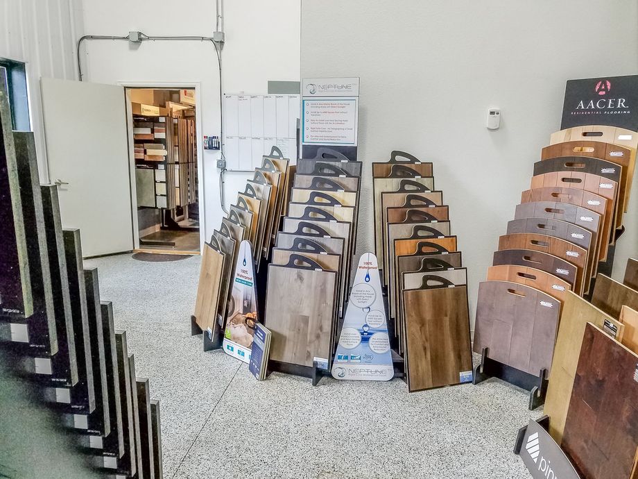 A display of wooden flooring in a store