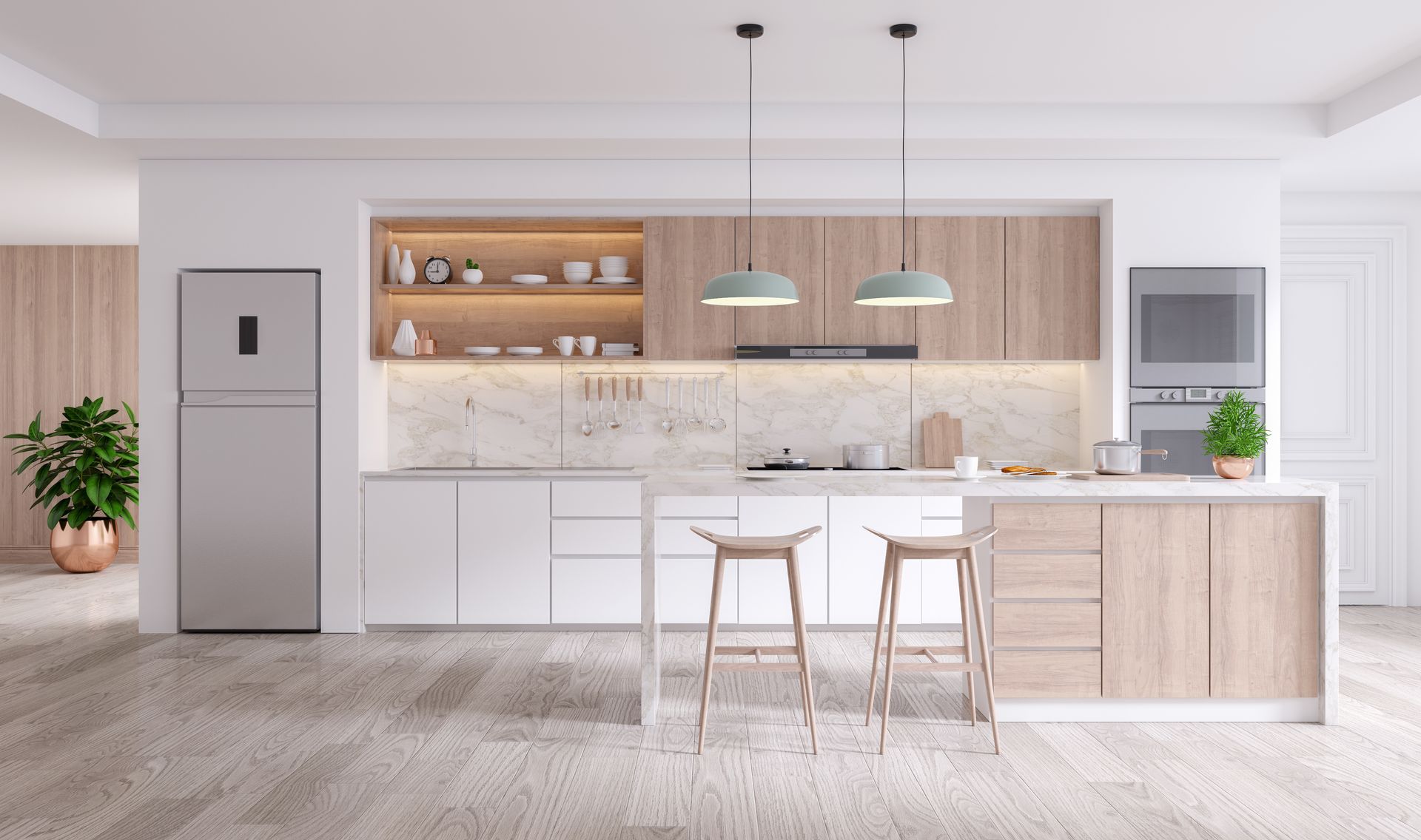A kitchen with blue cabinets , a sink , and a dishwasher.