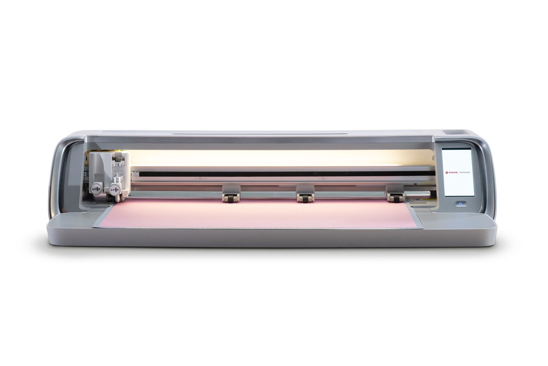 A close up of a cutting machine on a white background.