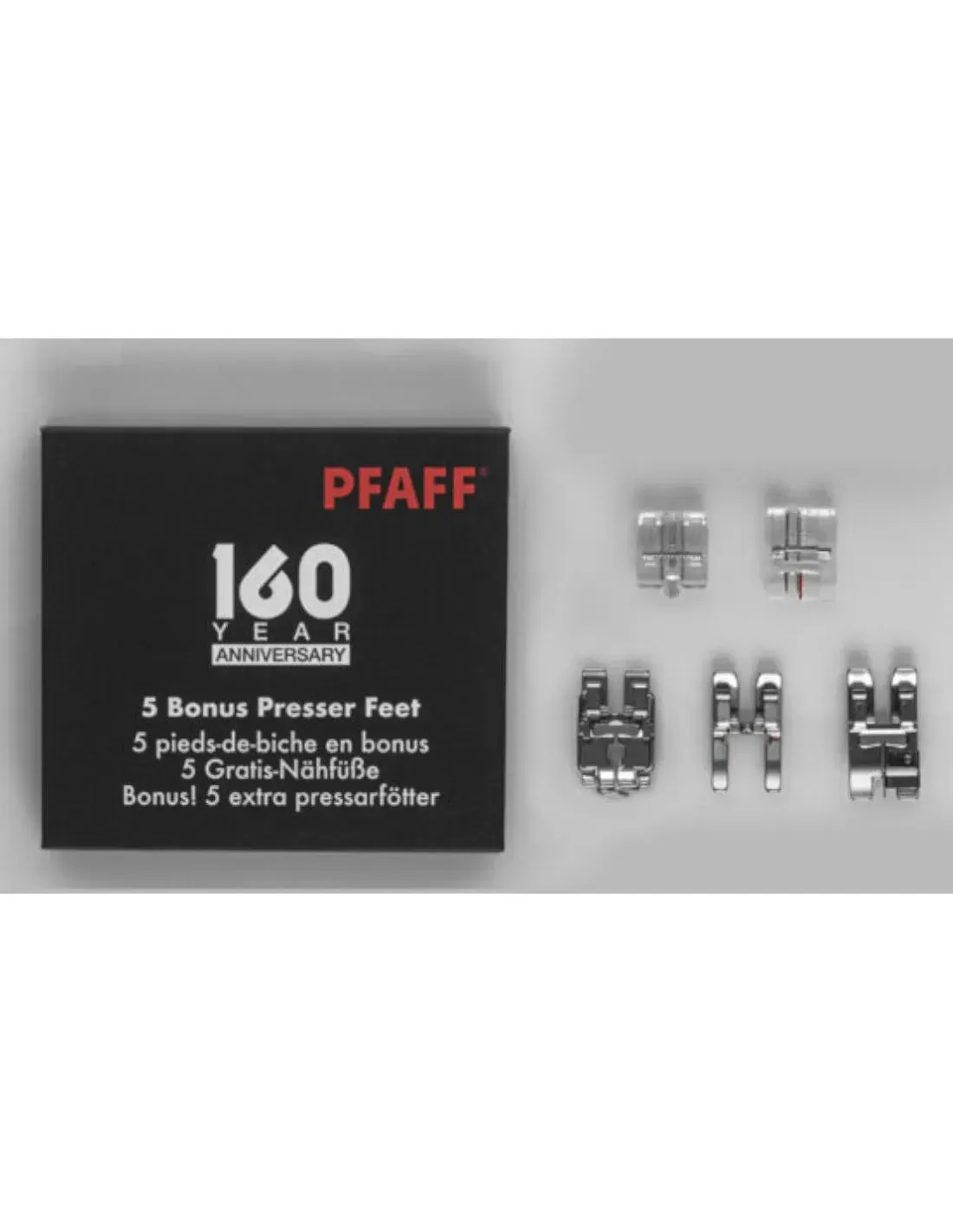 A box that says pfaff 160 years on it