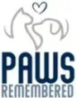 Paws Remembered logo with stylized heart and pet outlines above blue text