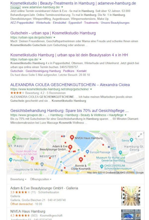 Google SEO Ergebnisliste