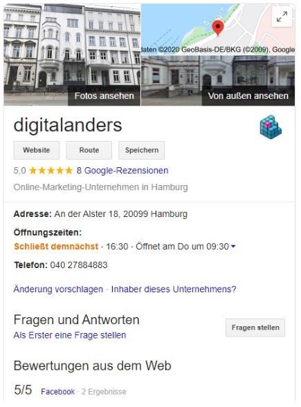 Local SEO digitalanders Google My Business Eintrag
