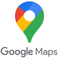 Google Maps-Logo: ein buntes Stecknadelsymbol mit dem Text „Google Maps“.
