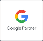 Google Partner-Abzeichen mit einem bunten „G“-Logo und dem Text „Google Partner“.